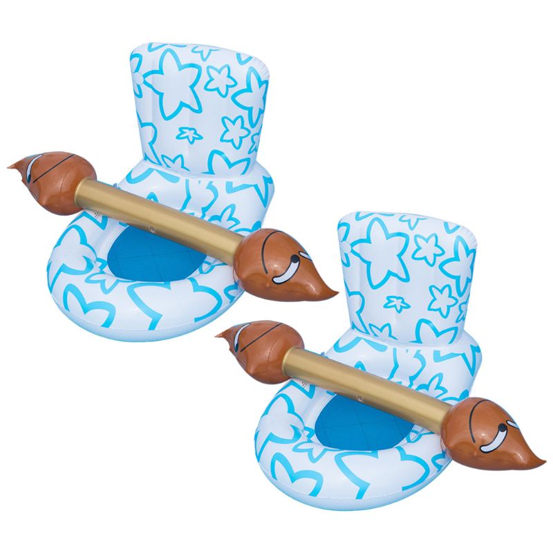 1 set zwembad opblaasbare drijvende toiletstoel met blaasbalk grappig volwassen kinderen feest watersport spel draagbaar: Wit