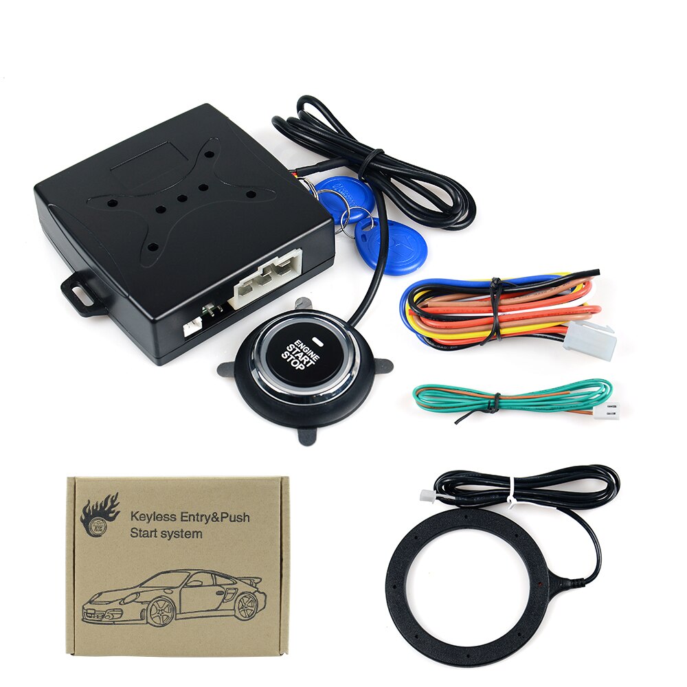Car Alarm Remote Control Push Start Button RFID Lock Ignition Starter Keyless Entry Start Stop Immobilizer Anti-theft System