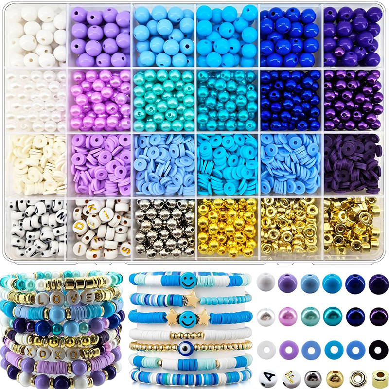 2220 stks Klei Kralen Armband Maken Kit 24 Kleuren Platte Preppy Kralen Polymeer Klei Kralen voor Vriendschap Armbanden Maken Craft DIY: Antique Bronze Plated