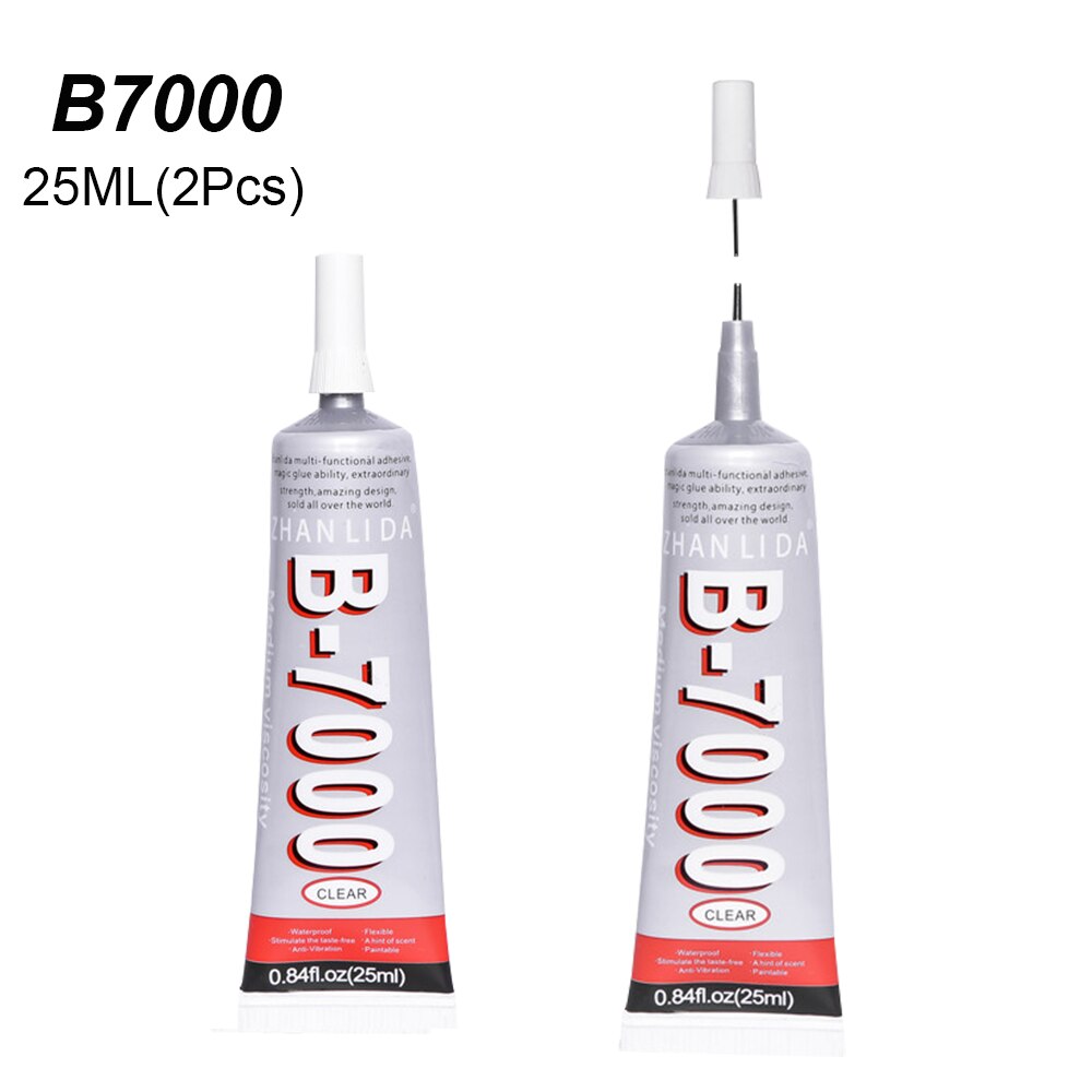 Transparent 2Pcs 25ml B7000 Glue Phone Screen Glass Epoxy Adhesive Wood Textile Clothes UV Component PVA B6000 E6000 E8000 T6000: B7000 25ML 2Pcs