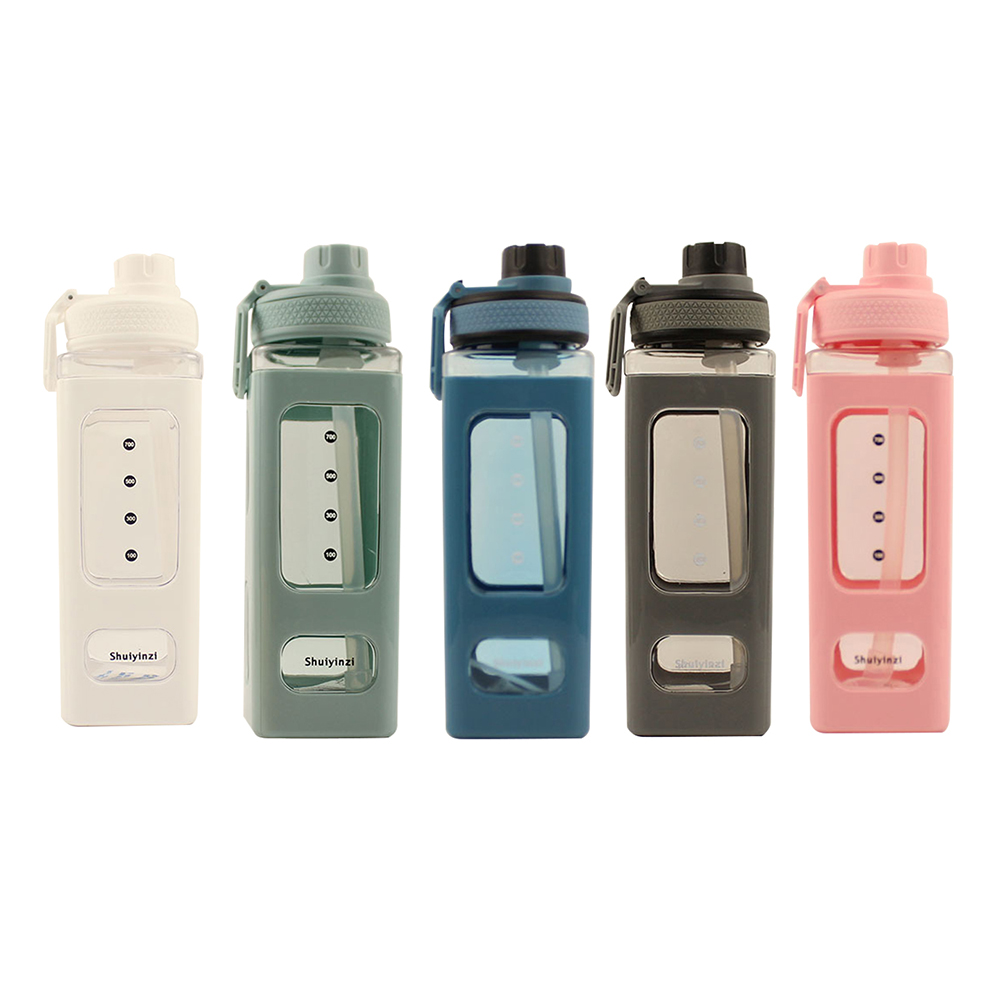 900ML transparent Platz Wasser Flaschen Kunststoff Reise Tee Saft Milch Tragbare Nette Shaker Trinken Flasche Kawaii schneiden