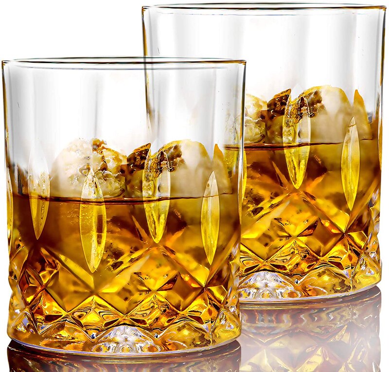 Premium Lead Free Crystal Whiskey Glasses,10oz Rock Style Old Fashioned Glasses Perfect for Scotch,Cognac, Bourbon, Irish Whisky