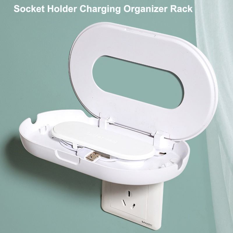1pc Socket Shelf Wall Mount Socket Storage Rack Space Saving Wall Cable Holder Outlet Router Bracket Home Shelf Organizer