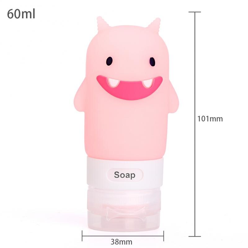 1Pcs Cute Silicone Refillable Bottle Travel Bottle Press For Lotion Shampoo Cream Gel Cosmetic Squeeze Containers Storage Bottle: Pink Monster 60ml
