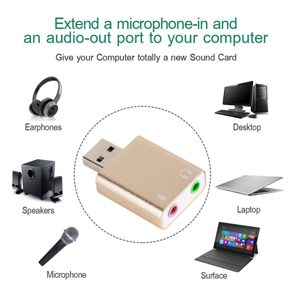 Usb sound card, usb  zu 3,5mm audio headphone adapter, external sound card, 7,1 audio cards for mic headphones, computer pc