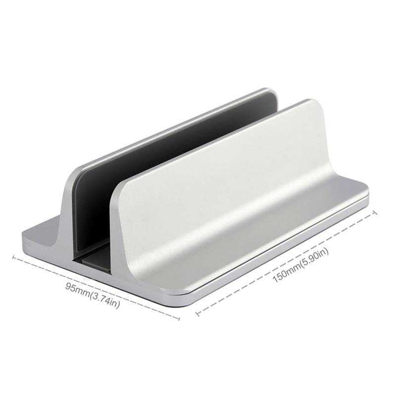 Vertikal verstellbarer laptopständer aus aluminium für macbook pro, air, tragbare notebooks, tablets, aufbewahrungsmöglichkeiten, basis und buchhalter: Silber single