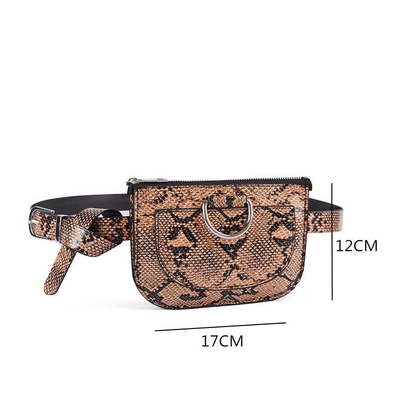 Serpentine Fanny Pack Women Waist Pack Pu Leather chest Bag Female Snake Skin Belt Bag Purse