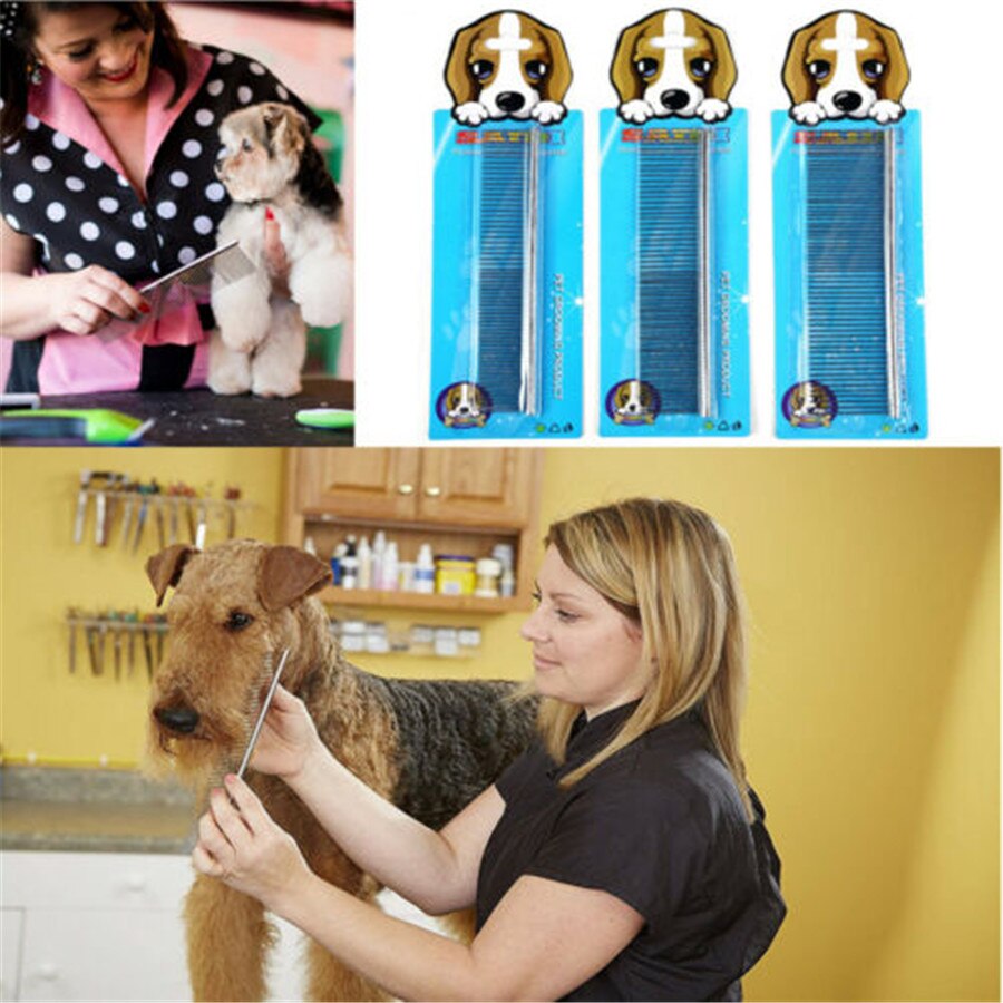 Pet Dog Metal Stainless Steel Hair Grooming Comb For Shaggy Dogs Barber Grooming Animal Care Comb Protect Flea Cleaning Brush