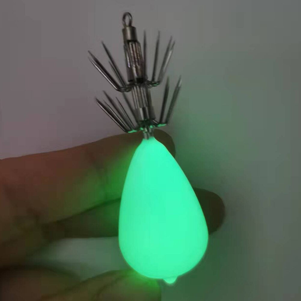 Anzuelo de calamar giratorio luminoso de doble capa, anzuelo de pesca que brilla en la oscuridad, Jig de pulpo, accesorios de aparejos de pesca
