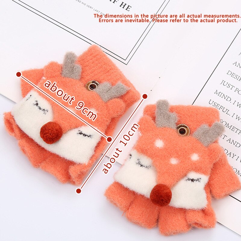 Baby Handschoenen Baby Winter Handschoenen Wanten Peuter Baby Warm Knit Convertible Flip Leuke Cartoon Herten Fleece Wanten Handschoenen