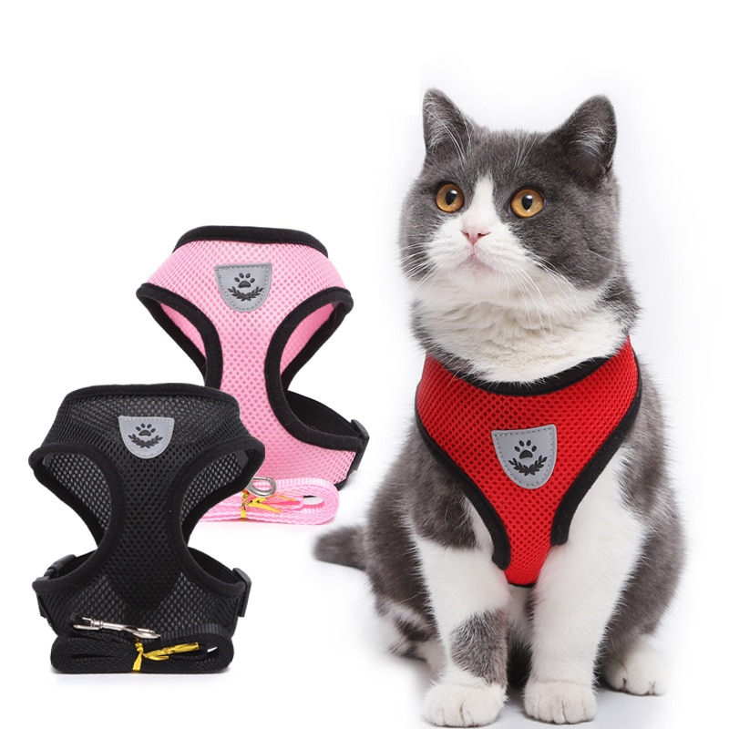 4 maten mesh reflecterende hondenhalsband, hondentuig, hondenriemset voor kleine middelgrote en grote honden, nylon puppy's, honden, kattenharnas