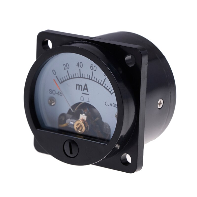 1pc Ammeter SO-45 Class 2.5 Accuracy DC 0-100mA Round Analog Panel Meter Black