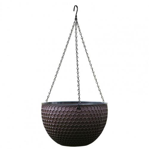 Hanging Flower Basket Imitation Honeycomb Self Water Absorption Waterproof Outdoor Resin Plant Hanger for Garden