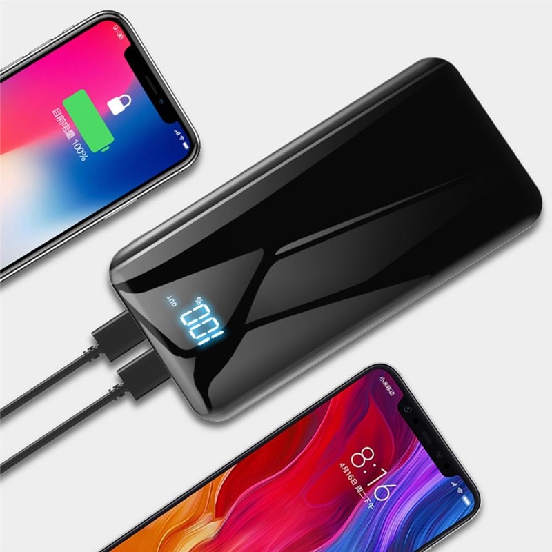 30000mAh Power Bank Powerbank Outdoor Travel Charger LCD Digital Display LED Lighting Phone External Battery Pack for Smartphone