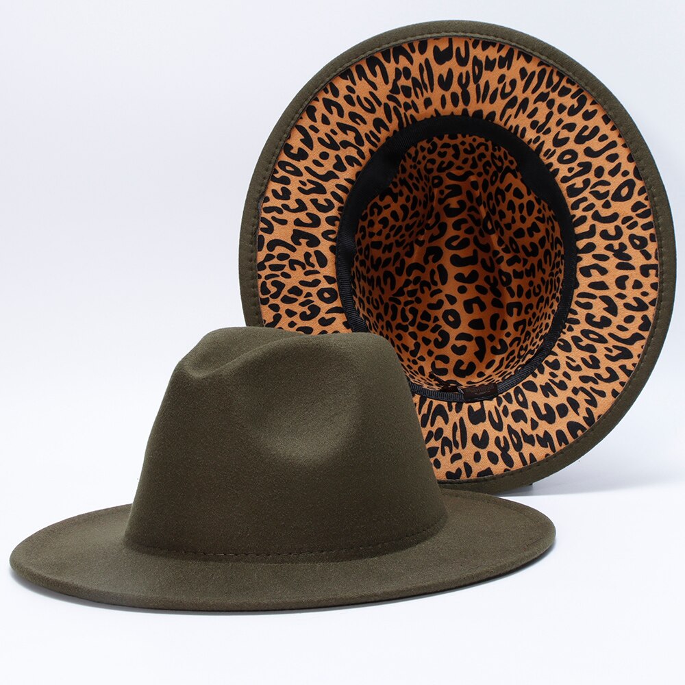 Fedora Vrouwen Hoeden Luipaard Print Patchwork Solid Mannen Vrouwen Panama Vilten Hoeden Winter Jazz Vrouwen Fedora Hoed Sombrero De Mujer: 06