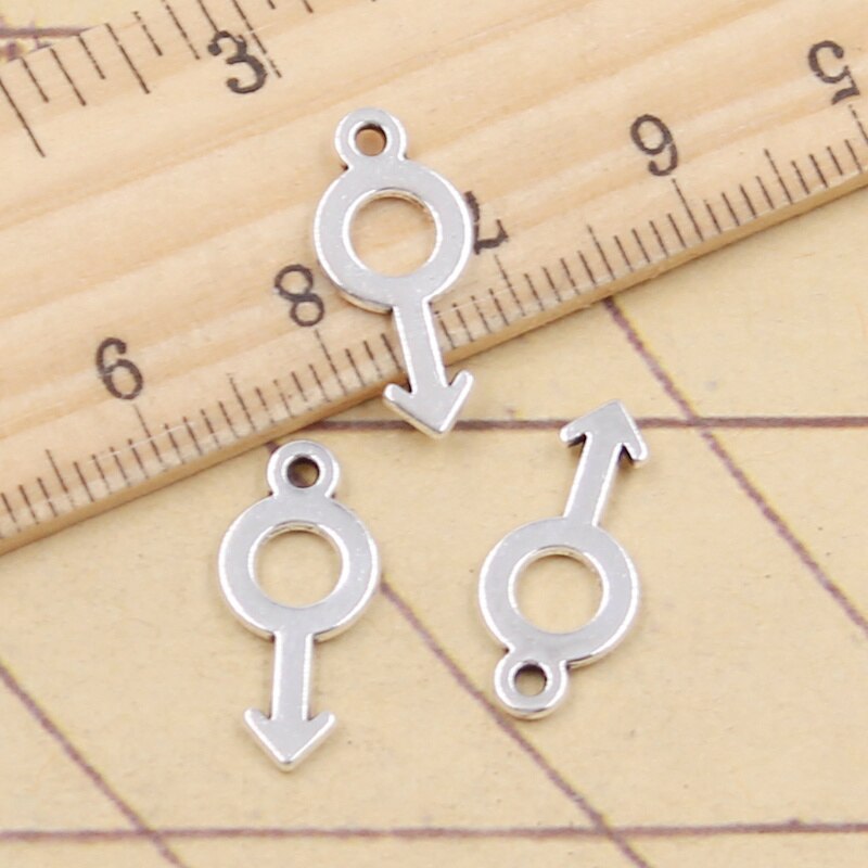 30 stk sjarm kjønn mann kvinne symbol 17 x 8mm tibetansk sølvfarge anheng antikke smykker å lage gjør-det-selv håndlaget håndverk: Hann