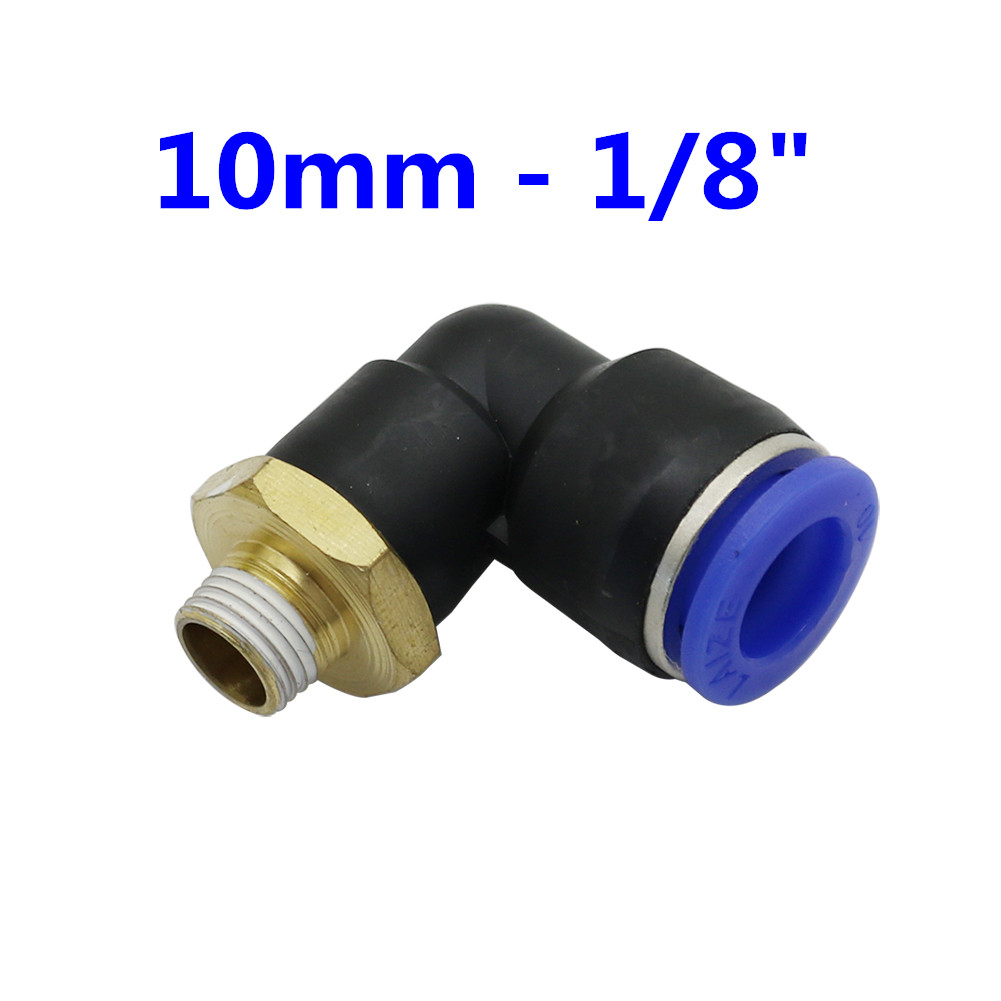 Conector de tubo neumático de aire, 10mm, 8mm, 6mm, 4mm, 12mm, OD, manguera de 1/8 &quot;, 1/4&quot;, 3/8 &quot;, 1/2&quot;, rosca macho, conectores en forma de L, accesorios de tubería: 10mm - 1I8 inch