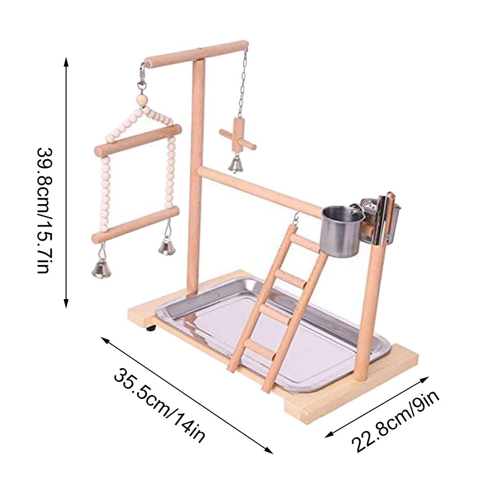 Houten Vogel Baars Stand Papegaai Platform Speeltuin Vogel Speeltuin Stand Gym Playstand Ladder Interactief Speelgoed Met Feeder Kopjes