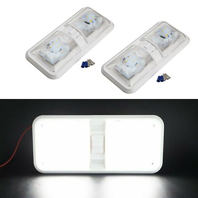 2x RV LED 12v Double Dome Light Ceiling Fixture Marine Trailer Motorhome Tail Light Brake Lights High Brake Light
