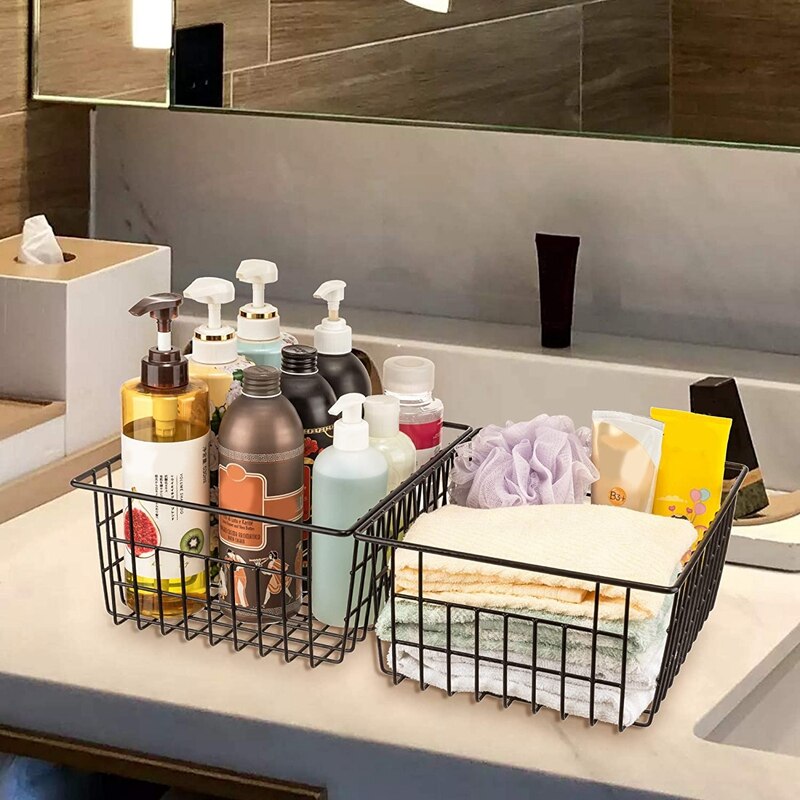 Gefrierschrank Kühlschrank Draht Lagerung Körbe, 4 Pack Metall Körbe Lebensmittel Lagerung Organizer Behälter mit Gebaut-in Griffe
