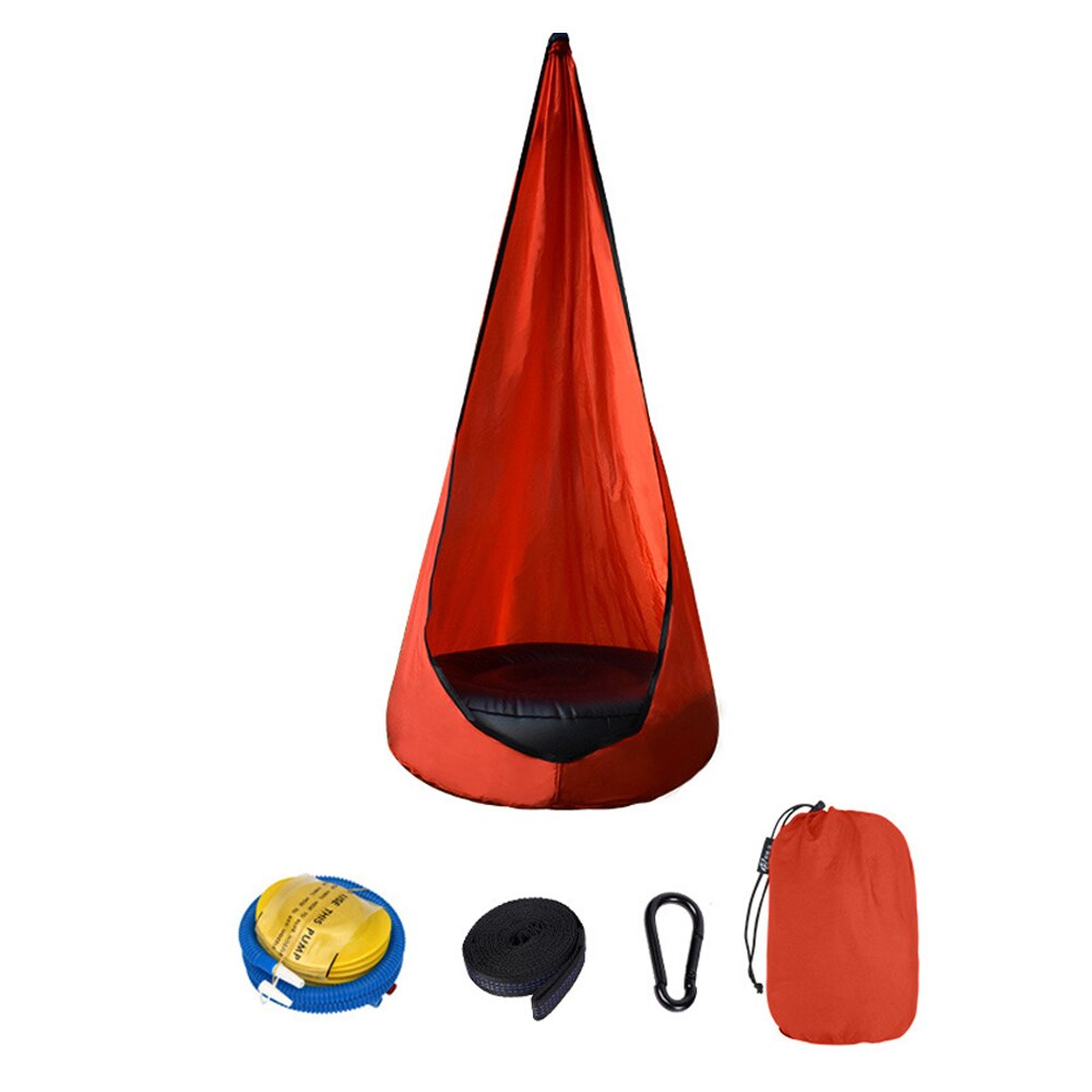 Draagbare Kinderen Stoel Parachute Doek Swing Bed Innovatieve Indoor Binnenplaats Stoel Met Luchtkussen Hangmat Stoel Swing Pods: bright red