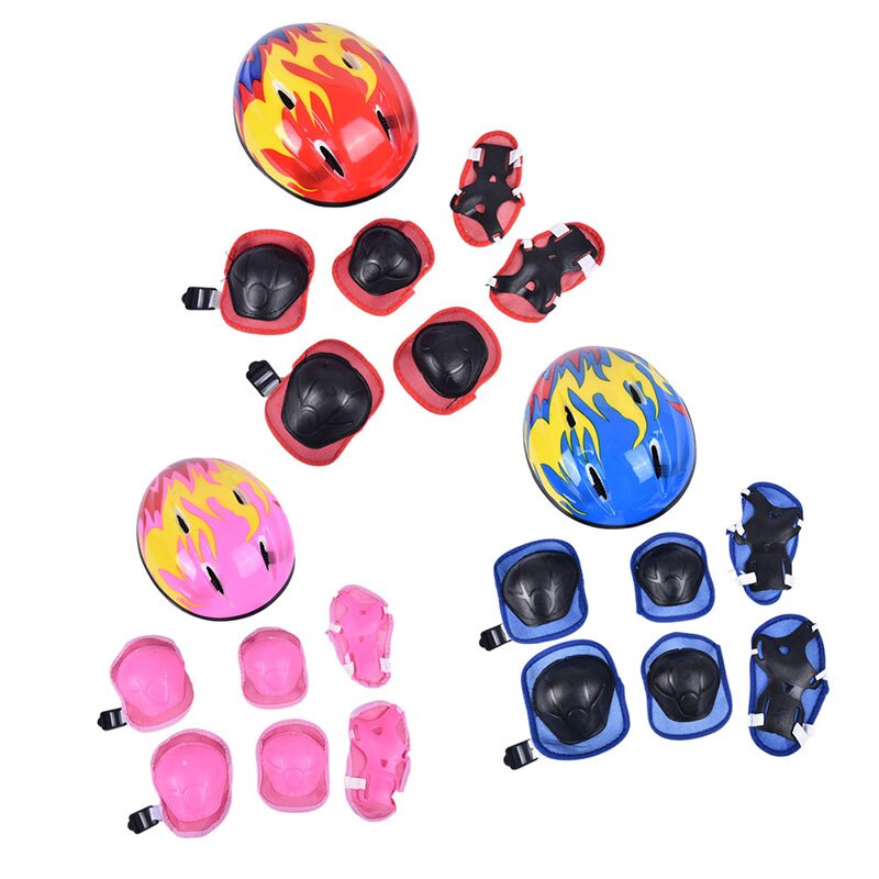 7Pcs/set Kids Cycling Protective Gear Bicycle Helmet Skating Knee Wrist Guard Sports Roller Children Elbow Pad Adjustable