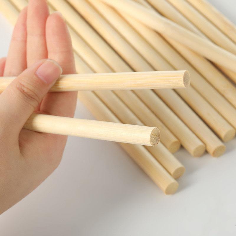Palos redondos de bambú de madera de 3-8mm, manualidades hechas a mano, Material de palitos de madera pequeños para suministros de carpintería