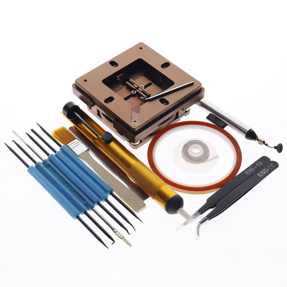 BGA Rework seat, universal BGA Jig Holder, 80/90mm BGA reball station with auto adjust and magnet Solder ball template: Package B