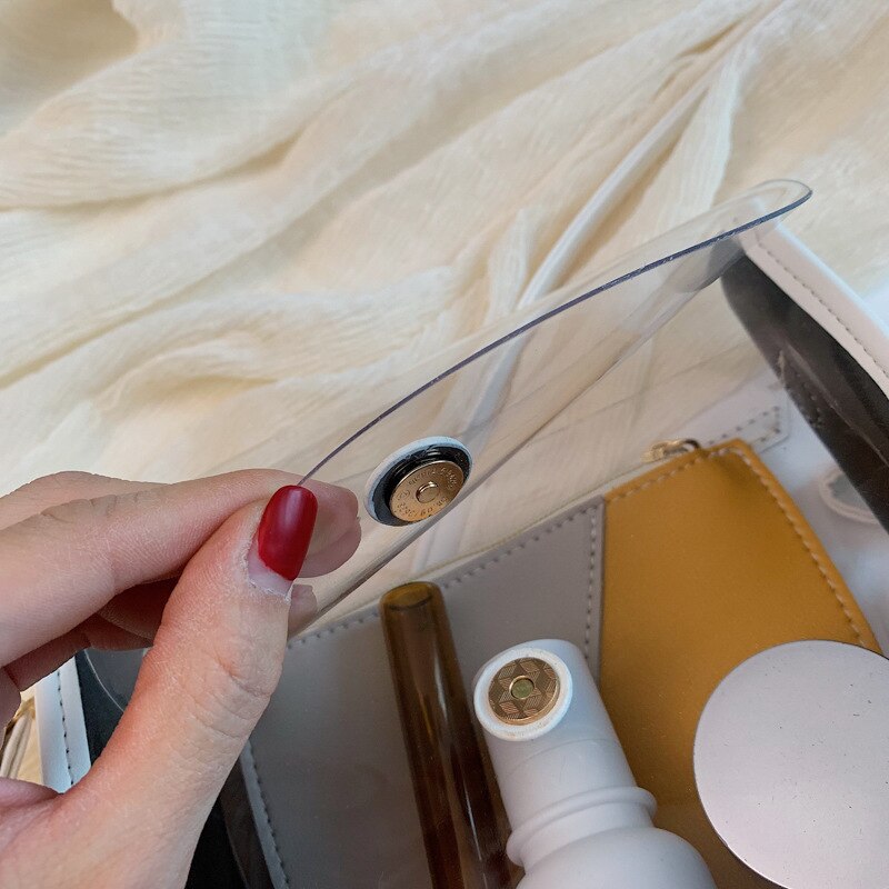 Vrouwen Waterdichte Transparante Enkele Schoudertas Stiching Kleur Handtas voor Zomer Beste -WT