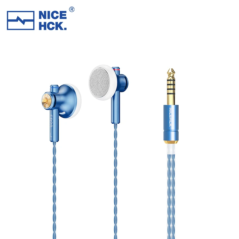 NiceHCK EB2S PRO HIFI Wired Microphone Earphone 15.4mm Dynamic Unit Earbud Bass Headset With Silver Plated OCC Mixed Cable IEM: Blue