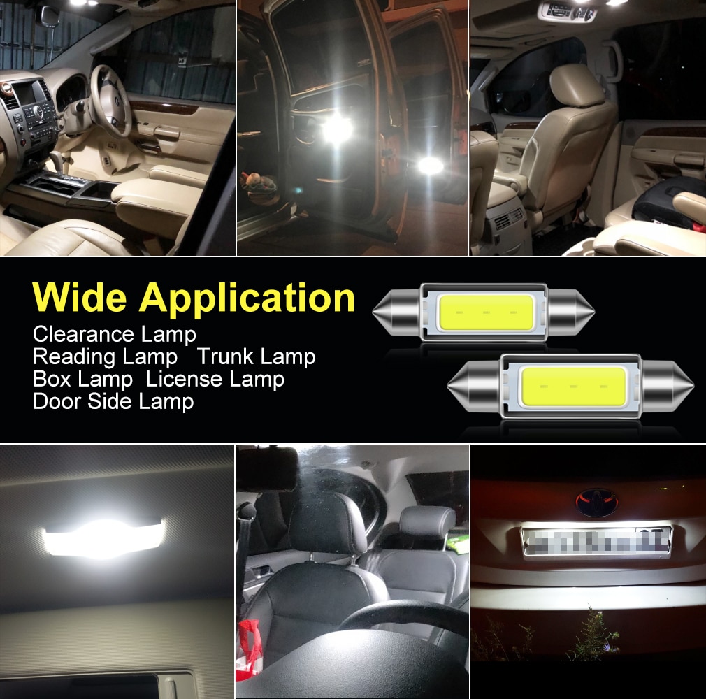 10 stk  c5w led  c10w festonlys indvendig lys 31mm 36mm 39mm festoon bil doom lampe læselys auto lampe 12v 6000k