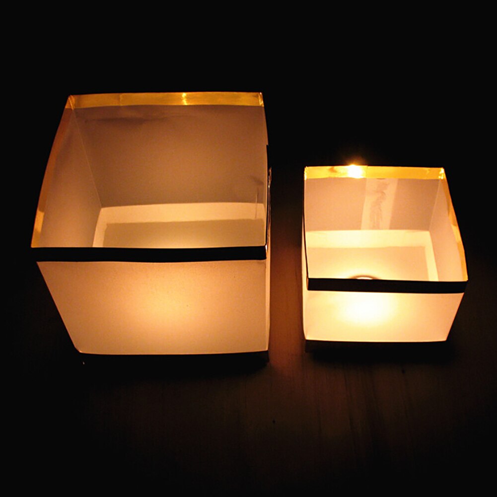 1PCS Square Water Floating Paper Lanterns Wishing Lanterns Come with Candles For Party Birthday Wedding Decoration