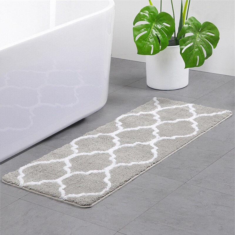 Moderne Geometrische 45X120Cm Badmat Water Absorberen Anti Slip Badkamer Tapijt Tapijt Zachte Warme Vloer Mat Voor bad Slaapkamer 8 Kleuren: grey