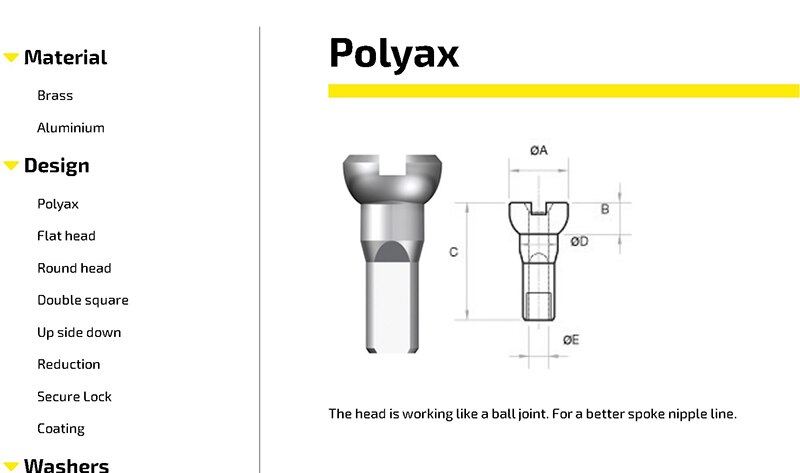 SAPIM POLYAX spoke brass Nipple 12 degree bevel more than DT spoke Nipples Mtb nipple