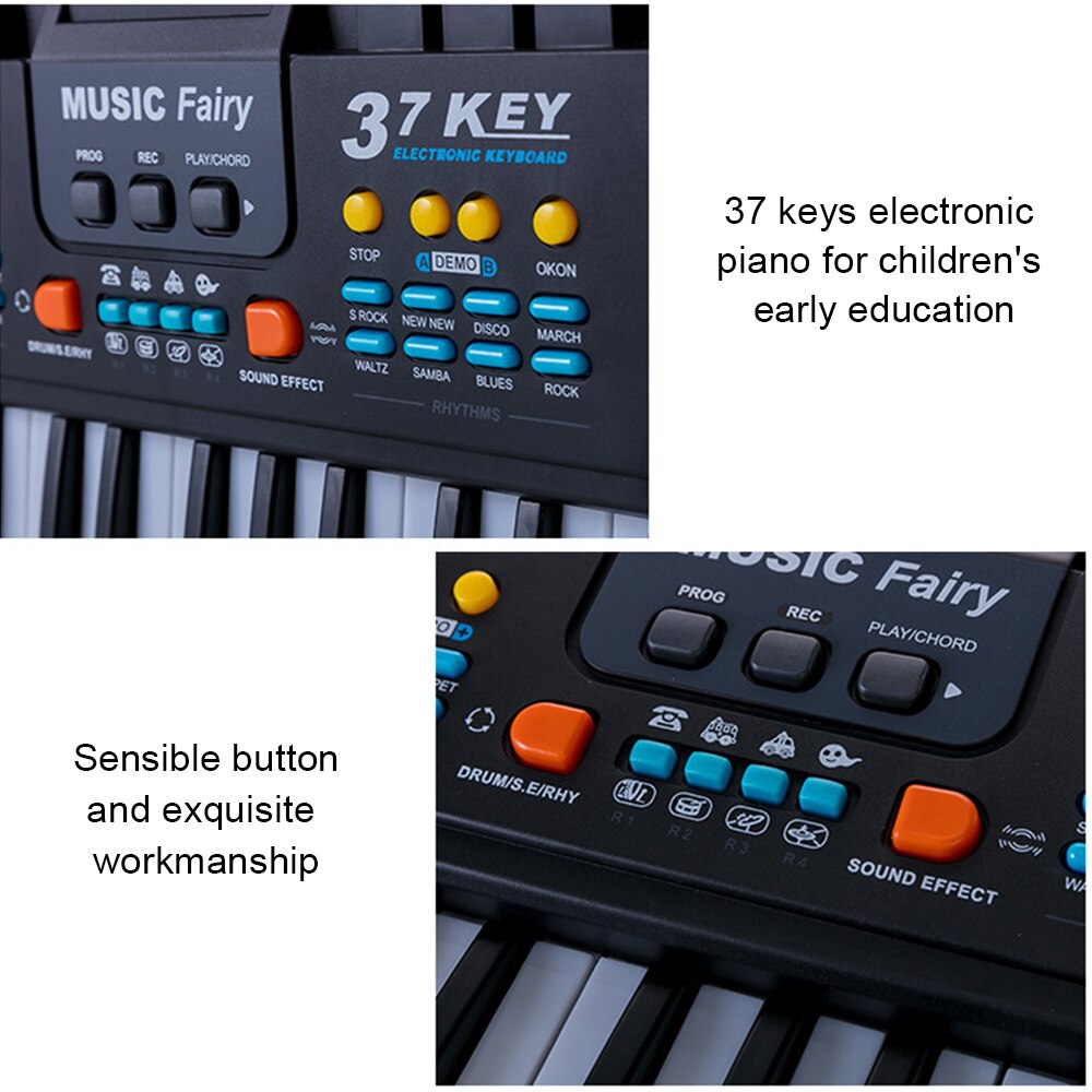 37 teclas Piano eléctrico multifuncional órgano electrónico instrumento Musical de juguete con micrófono para niños niñas principiantes