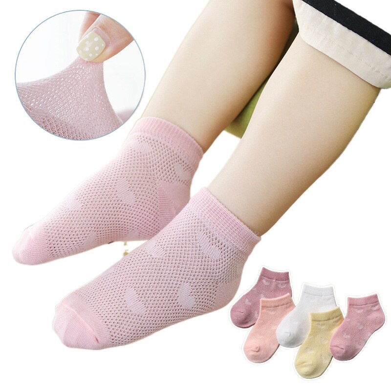 Bébé Chaussettes D'été -Né Garçons Filles Maille Chaussette 0-12year Unie Coton Bébé Vêtements 5 paire/lot