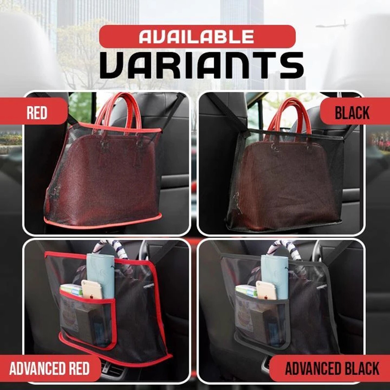 Universal almacenamiento lateral de asiento de coche de red de malla bolsa de equipaje del bolsillo del tronco de carga organizador de red Auto Interior Accesorios