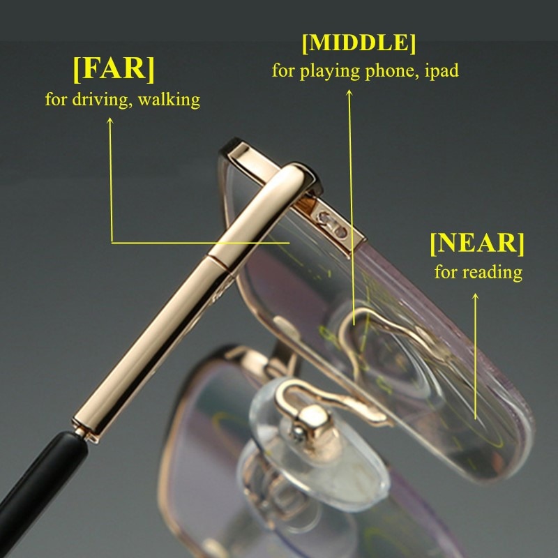 Newest Multifocal Bifocal Reading Glasses Progressive Magnifying Anti Blue Light Presbyopia Men Women Half Frame Spring Hinge