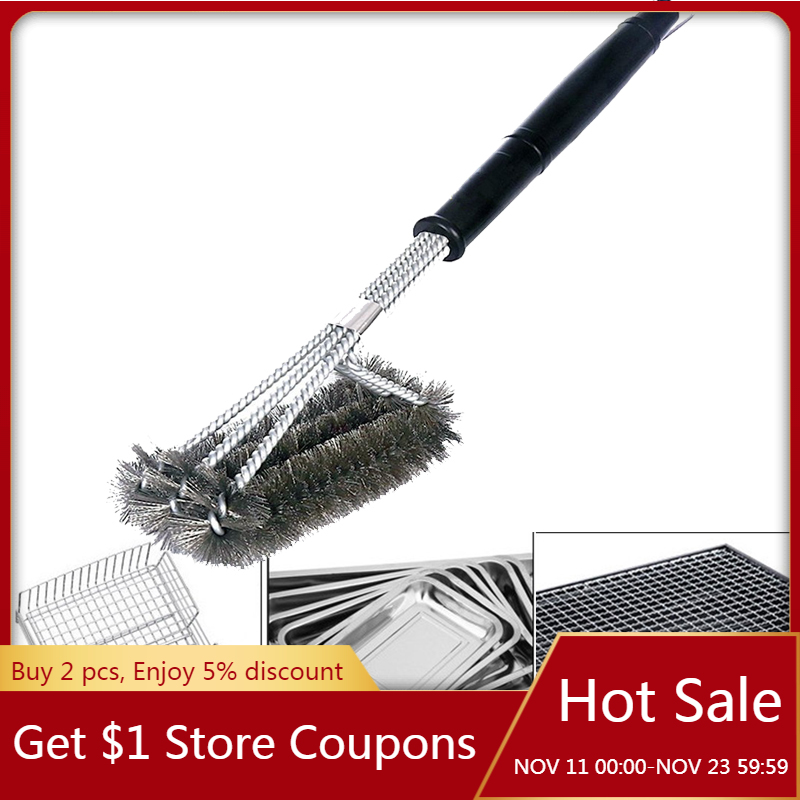 Cleaning Kitchen Accessories BBQ Grill Barbecue Kit Cleaning Brush Stainless Steel Cooking Tools Wire Bristles Cleaning Brushes