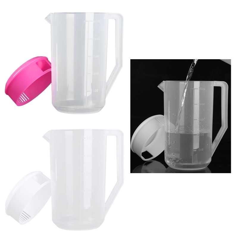 Jarra para agua fría de plástico de grado alimenticio, jarra transparente con tapa, a prueba de fugas, para agua, hielo, té y zumo