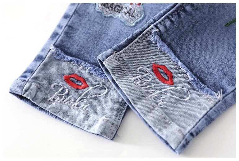0-6Years Little Girls Jeans Denim Pants Trousers for Girl Embroidery Jeans for Girls Children Toddler Girls Pants