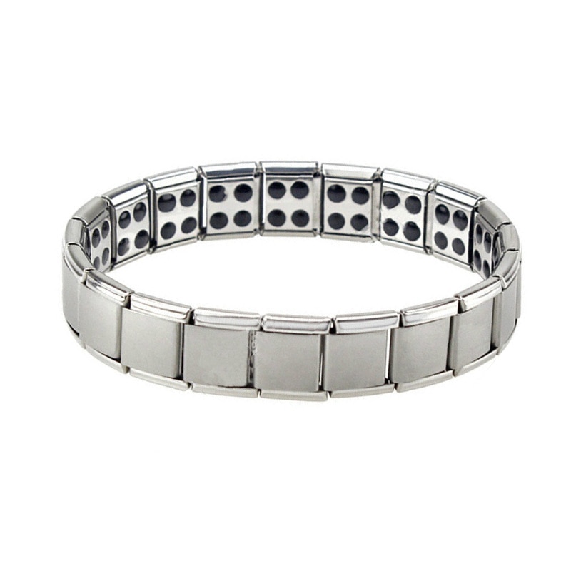 Gezondheidszorg Gewichtsverlies Magnetische Therapie Elemental Armband Artritis Pijn Gezondheid Energie Bio Magnetische Mannelijke: Silver double row