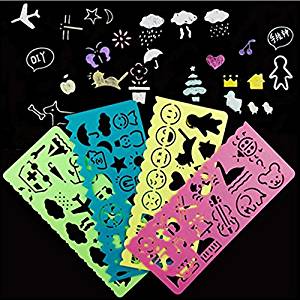 4Pcs Pre-School Children Students Drawing Necessary Drafting Tool Diy Photo Album Accessories Template Ruler Flower Stencil