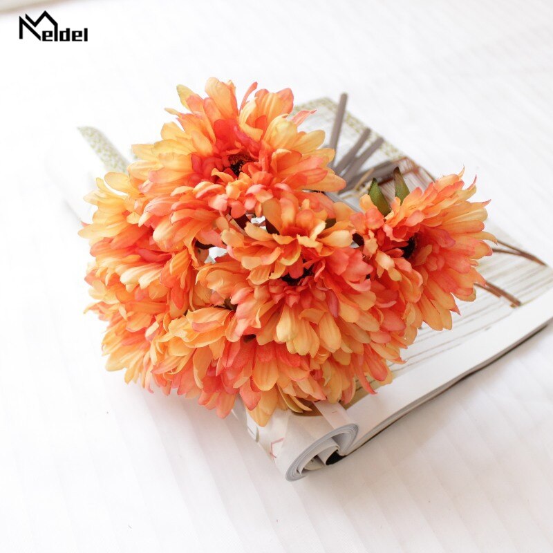Meldel bruidsboeket gerbera's kunstzijden madeliefjes bruidsmeisjesaccessoires bruidsboeket doe-het-zelf huisdecoraties: Oranje