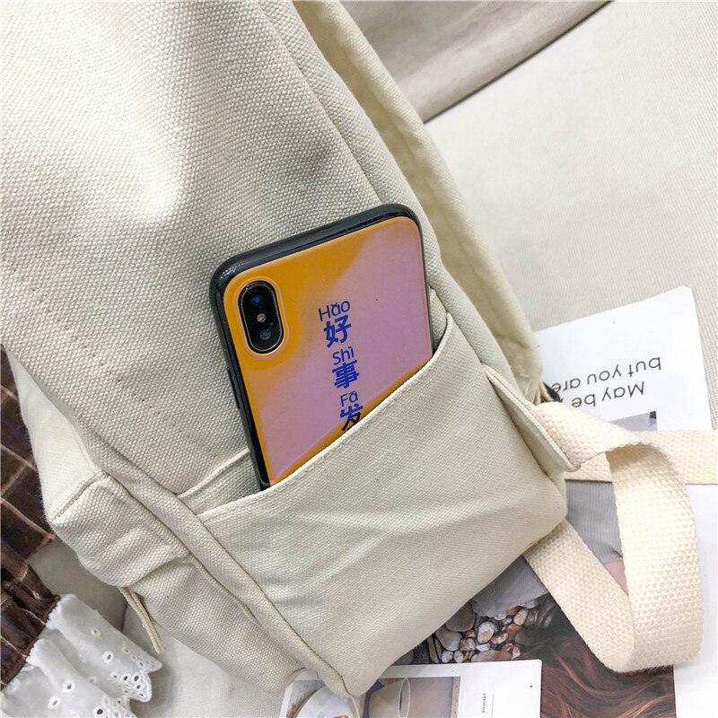 Menghuo Preppy Style Women Backpack for School Teenager Girls School Bag Ladies Canvas Fabric Backpack Female Bookbag Mochilas