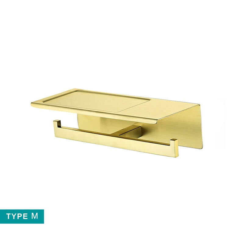 Toilet Roll Double Paper Long Holder with Rack Hanger Bathroom WC Accessories Hardware Matt Black Gold Chrome