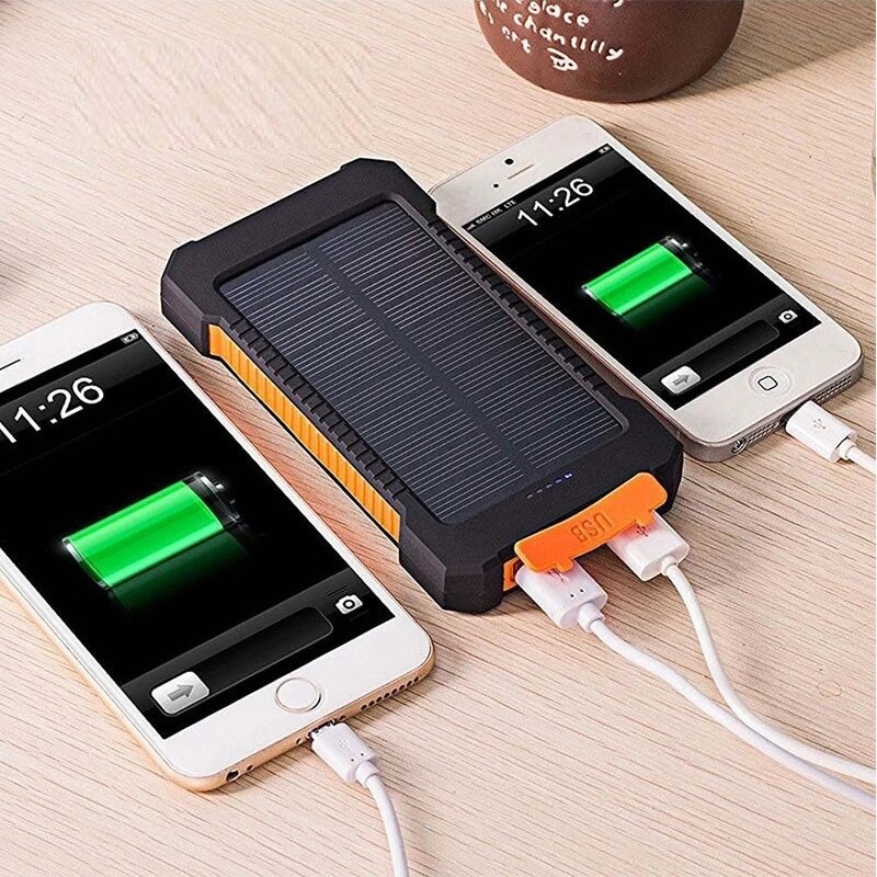 Stor kapacitet solenergi bank 80000 mah eksternt batteri med lommelygte dual usb bærbar udendørs nødsituation mobil powerbank