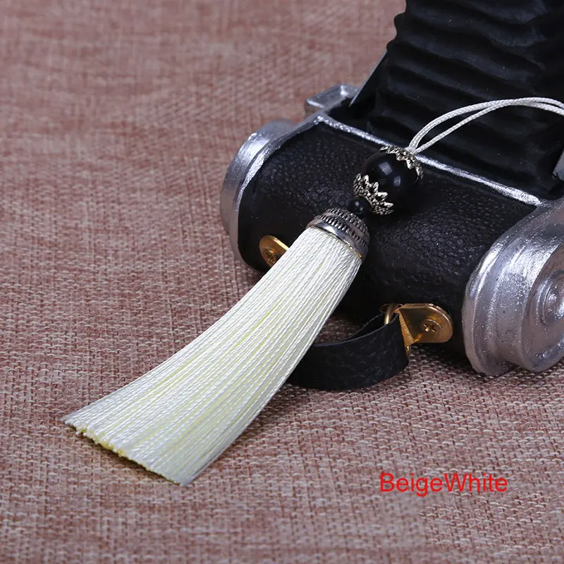 Écharpe à franges en soie 18cm, 2 pièces/lot, avec perles acryliques, pendentif pour coudre des rideaux, accessoires de bijoux, décor de mariage à faire soi-même: MULTI