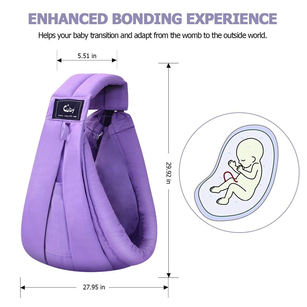 CUBY-eslinga frontal Lisa para bebé, envoltura de algodón para bebé, para la guardería suave, recién nacidos y lactancia materna, ergonomía, gastos de