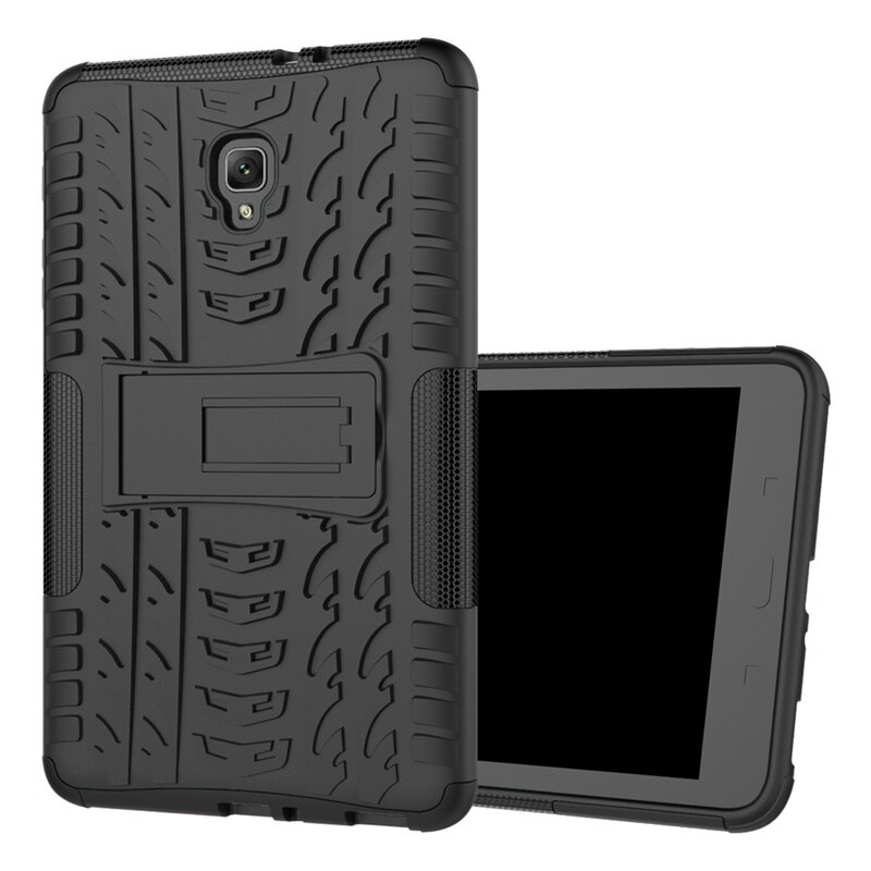 For Samsung galaxy Tab A 8.0 case for SM- T380 T385 Tablet Armor case TPU+PC Shockproof Stand Cover capa: Black